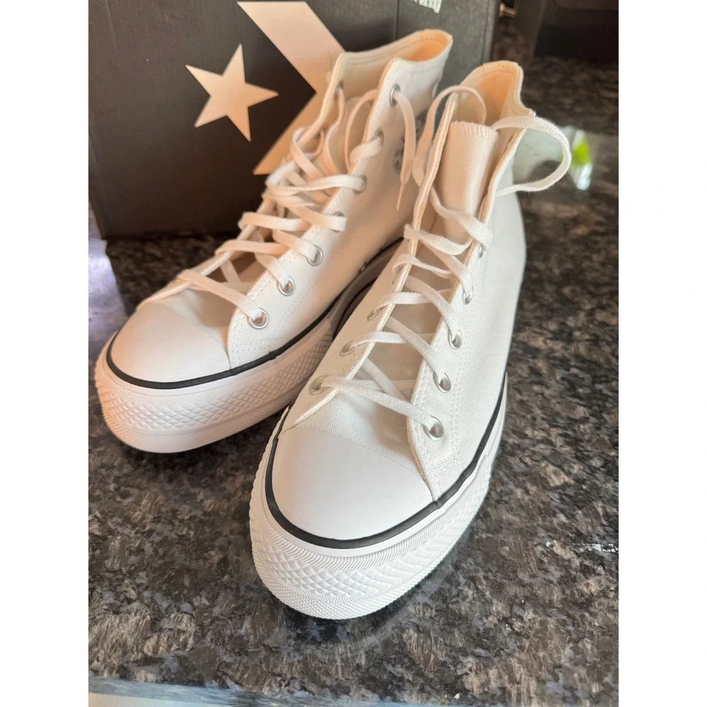 Converse Chuck Taylor All Star Lift Hi White Platform Sneakers 560846F Womens 10